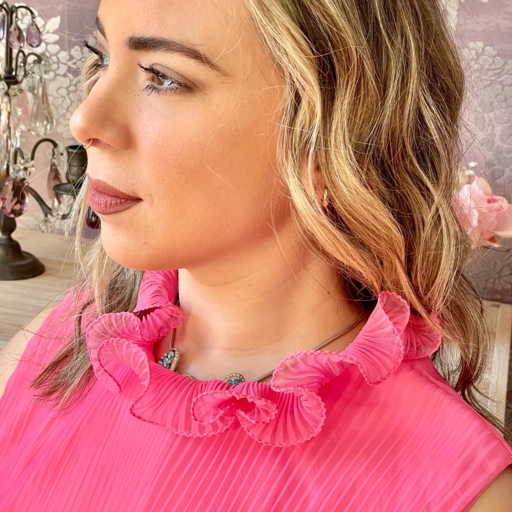 Vintage Pink Chiffon Dress - Picture 3 of 7